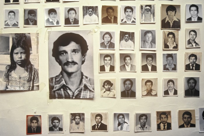 Photographs of disappeared relatives of members of the Mutual Support Group (GAM).