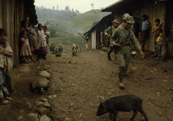 Army occupation of La Perla coffee plantation, Chajul, Quiché, Guatemala. Photo courtesy of Jean-Marie Simon.